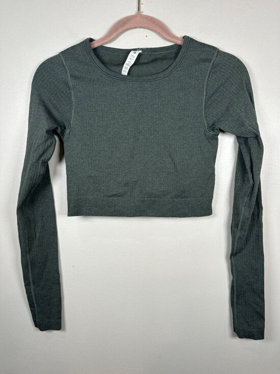 Lululemon Tops - Lululemon Ebb To Street Long Sleeve Top Size 6 Green Cropped Pullover
